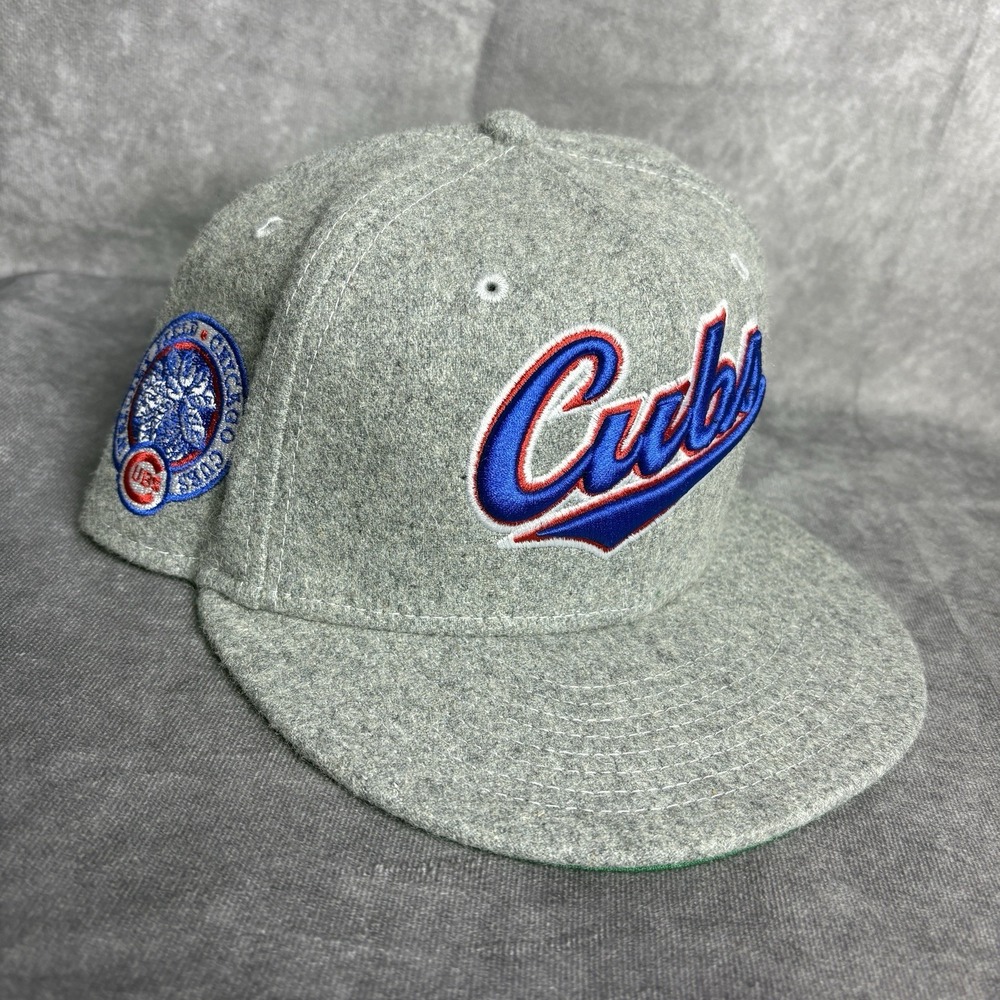 Chicago Cubs‎ New Era 59Fifty Hat Fitted 7 Grey Wool Wrigley Field Patch MLB NEW